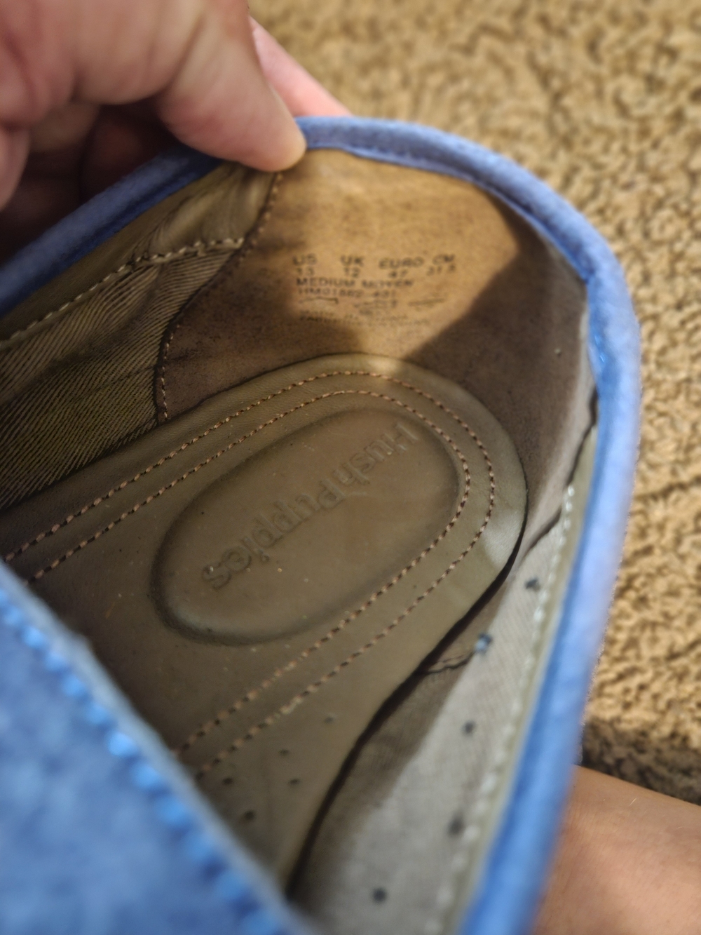 Men's Hush Puppies Blue Suede Loafers Size 13 - Picture 5 of 5